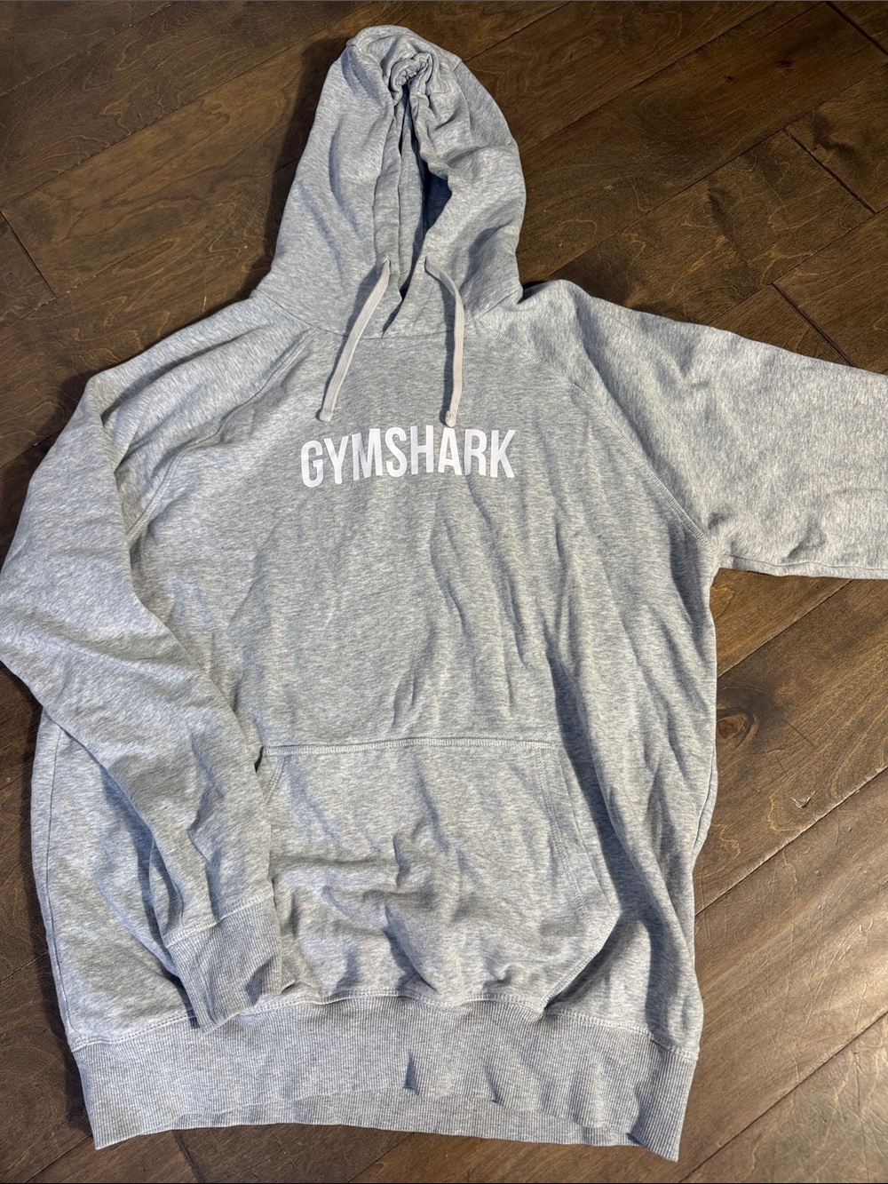 Gymshark Light Gray Pullover Hoodie with White Logo